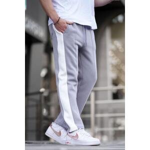 Madmext Dyed Gray Striped Basic Men's Tracksuit 6525