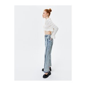 Koton Tassel Detail Straight Jeans Jeans Straight Asymmetric Leg - Eve Jean