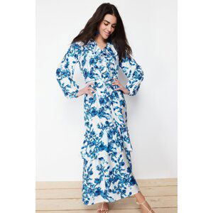 Trendyol Ecru Floral Collar Ruffle Detailed Woven Dress