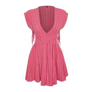 Trendyol Fuchsia Mini Woven Cut Out/Window Linen-blend Beach Dress