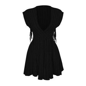 Trendyol Black Mini Woven Cut Out/Window Linen Blend Beach Dress