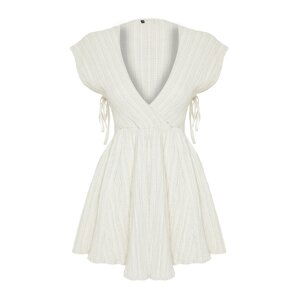 Trendyol Bridal Ecru Mini Woven Cut Out/Window Linen-blend Beach Dress