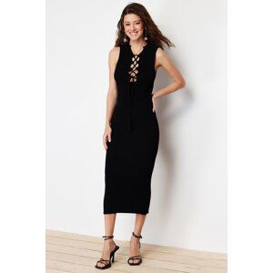 Trendyol Black Midi Knitwear Back Detailed Premium Yarn / Special Yarn Knitwear Maxi Dress