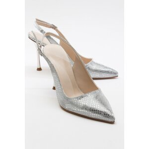 LuviShoes ORFO Silver Patterned Women's Heeled Shoes