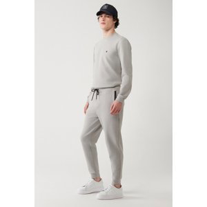 Avva Gray Sweatpants Flexible Soft Texture Interlock Fabric Elastic Leg Unisex Regular Fit