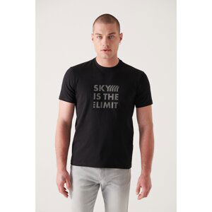 Avva Men's Black Crew Neck Printed T-shirt