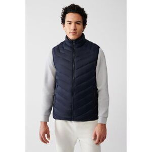 Avva Men's Navy Blue Puffer Vest Goose Down Water Heater Windproof Comfort Fit