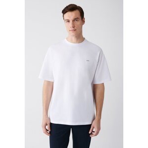 Avva Men's White Oversize 100% Cotton Crew Neck Back Printed T-shirt