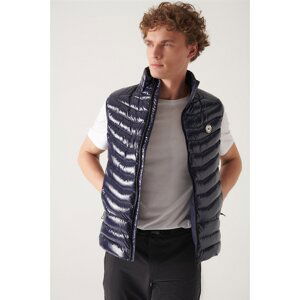 Avva Navy Blue Water Repellent Windproof Shiny Goose Down Inflatable Unisex Vest