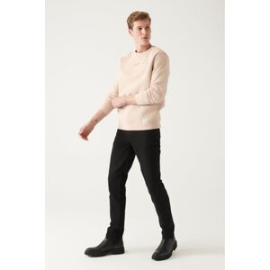 Avva Men's Black Moscow Straight Wash Stretchy Standard Fit Regular Cut Jean Trousers