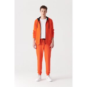 Avva Men's Neon Orange Sweatpants 3 Thread Standard Fit Regular Cut