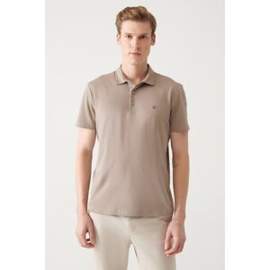 Avva Men's Mink 100% Cotton Regular Fit 3 Button Roll-Up Polo T-shirt