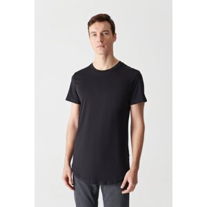 Avva Men's Black Crew Neck Plain T-shirt