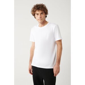 Avva Men's White Ultrasoft Crew Neck Plain Standard Fit Normal Cut Modal T-shirt