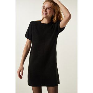 Happiness İstanbul Black Soft Textured Mini Knitwear Dress