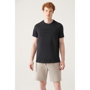 Avva Men's Anthracite Soft Touch See-through Printed Modal T-shirt