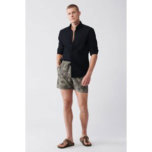 Avva Men's Khaki Quick Dry Printed Standard Size Swimwear Marine Shorts