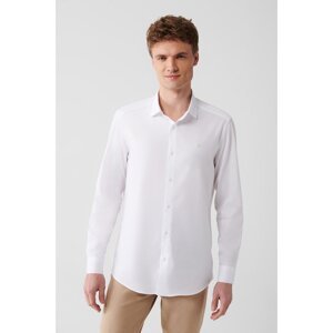 Avva Men's White 100% Cotton Classic Collar Dobby Slim Fit Slim Fit Shirt