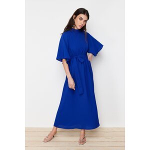 Trendyol Saxe Blue Belted Half Sleeve Woven Dress