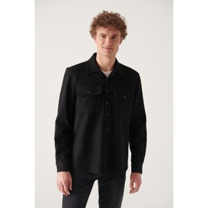 Avva Men's Black Cotton Lightweight Comfort Fit Casual Cut Jacket Coat