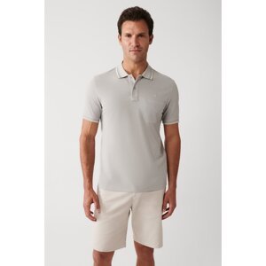 Avva Men's Gray Roll-Up Collar Pocket Standard Fit Normal Cut 2 Buttons Polo Neck T-shirt