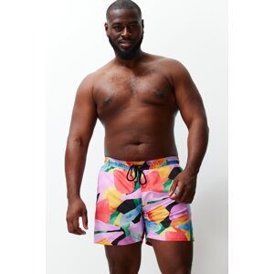 Trendyol Multi Color Plus Size Abstract Pattern Beach Shorts