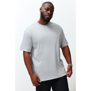 Trendyol Plus Size Gray Relaxed/Comfortable Fit 100% Cotton Tagged Comfort T-Shirt