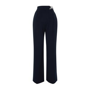 Trendyol Navy Blue Limited Edition Belt Detailed Wide Leg Woven Trousers