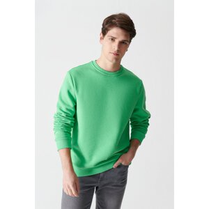 Avva Neon Green Unisex Sweatshirt Crew Neck Fleece 3 Thread Cotton Regular Fit