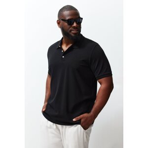 Trendyol Plus Size Black Regular/Regular Fit Basic 100% Cotton Polo Neck T-shirt