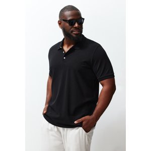 Trendyol Plus Size Black Men's Regular/Normal Fit Basic 100% Cotton Polo Neck T-shirt
