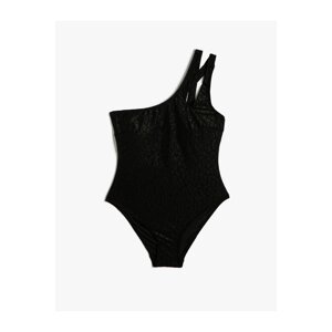 Koton One-Shoulder Swimsuit Window Detailed Textured Lined