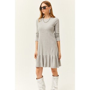 Olalook Women's Gray Crew Neck Raised Dress