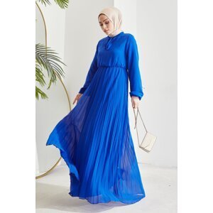 InStyle Pleated Limelda Chiffon Hijab Dress - Saks Blue
