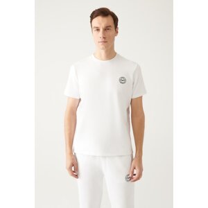 Avva Men's White Crew Neck Printed Cotton Standard Fit Regular Cut T-shirt