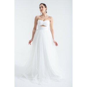 Lafaba Women's White Strapless Tulle Evening Dress