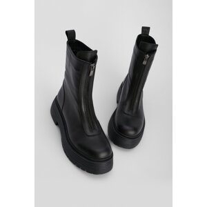 Marjin Women's Genuine Leather Daily Zipper Boots Vonte Black