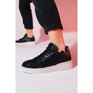 LuviShoes HOUSTON Women's Black Cracked Sports Sneakers