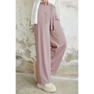 InStyle Loose Scuba Trousers with Belted Waist - Dusty Rose