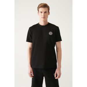 Avva Men's Black Crew Neck Printed Cotton Standard Fit Regular Cut T-shirt