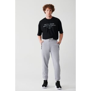 Avva Men's Gray Laced Leg Elastic Cotton Breathable Regular Fit Jogger Sweatpants