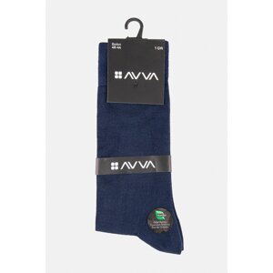 Avva Men's Navy Blue Plain Bamboo Cleat Socks