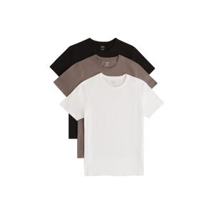 Avva Men's Black and White Anthracite 3-pack 100% Cotton Crew Neck Regular Fit T-shirt