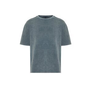 Trendyol Limited Edition Anthracite Relaxed Faded Effect Textured T-Shirt