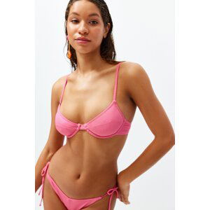 Trendyol Fuchsia Balcony Textured Bikini Top