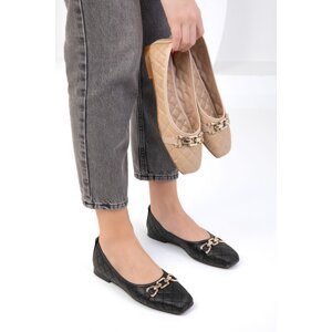 Soho Black Quilted Women's Flats 18841