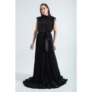 Lafaba Women's Black Sequined Long Evening Dress