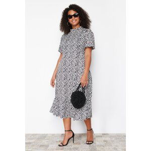 Trendyol Curve Cream High Neck Animal Patterned Woven Dress