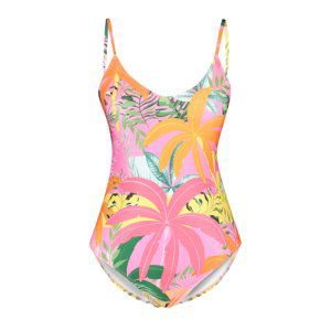 Trendyol Tropical Patterned V-Neck Low-Cut Back Regular Swimsuit