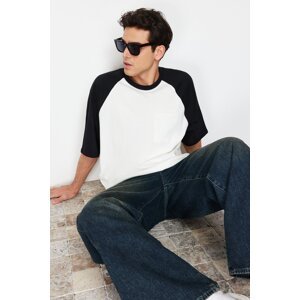 Trendyol Black Oversize Pocket Color Block 100% Cotton T-Shirt